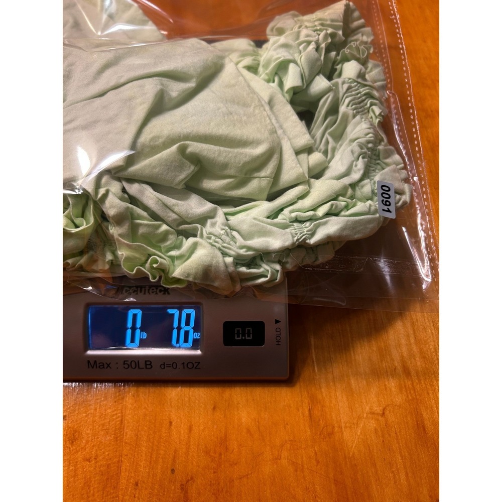 Zara Womens Smocked Puff Sleeve Crop Top Mint Green Ruffle Square Neck XS - Picture 9 of 9